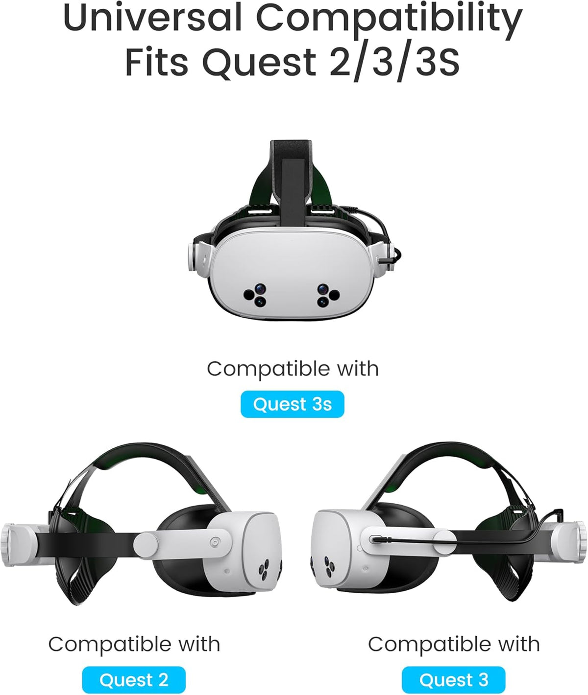 HELLCOOL Head Strap with 10000mAh Battery Pack Cables for Meta Quest 3S/3/2,Adjustable Elite Strap Replacement Intended for Quest Head Strap,VR Headset Accessories