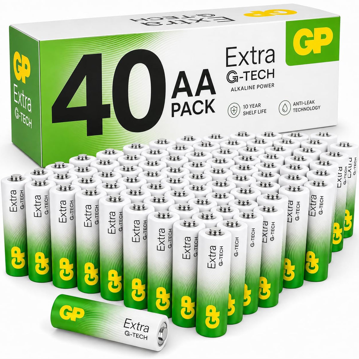 GP Extra AAA Batteries Bulk Pack of 36 1.5V Alkaline 10 Yr Life - Anti-Leak