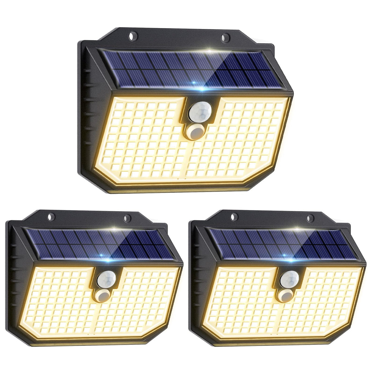 nipify Solar Lights,Upgraded 3000K Warm Solar Garden Lights,3 Modes Motion Sensor and IP65 Waterproof Solar Lights Outdoor Garden for Outside Shed Driveway Backyard Garage Walkway Wall Fences