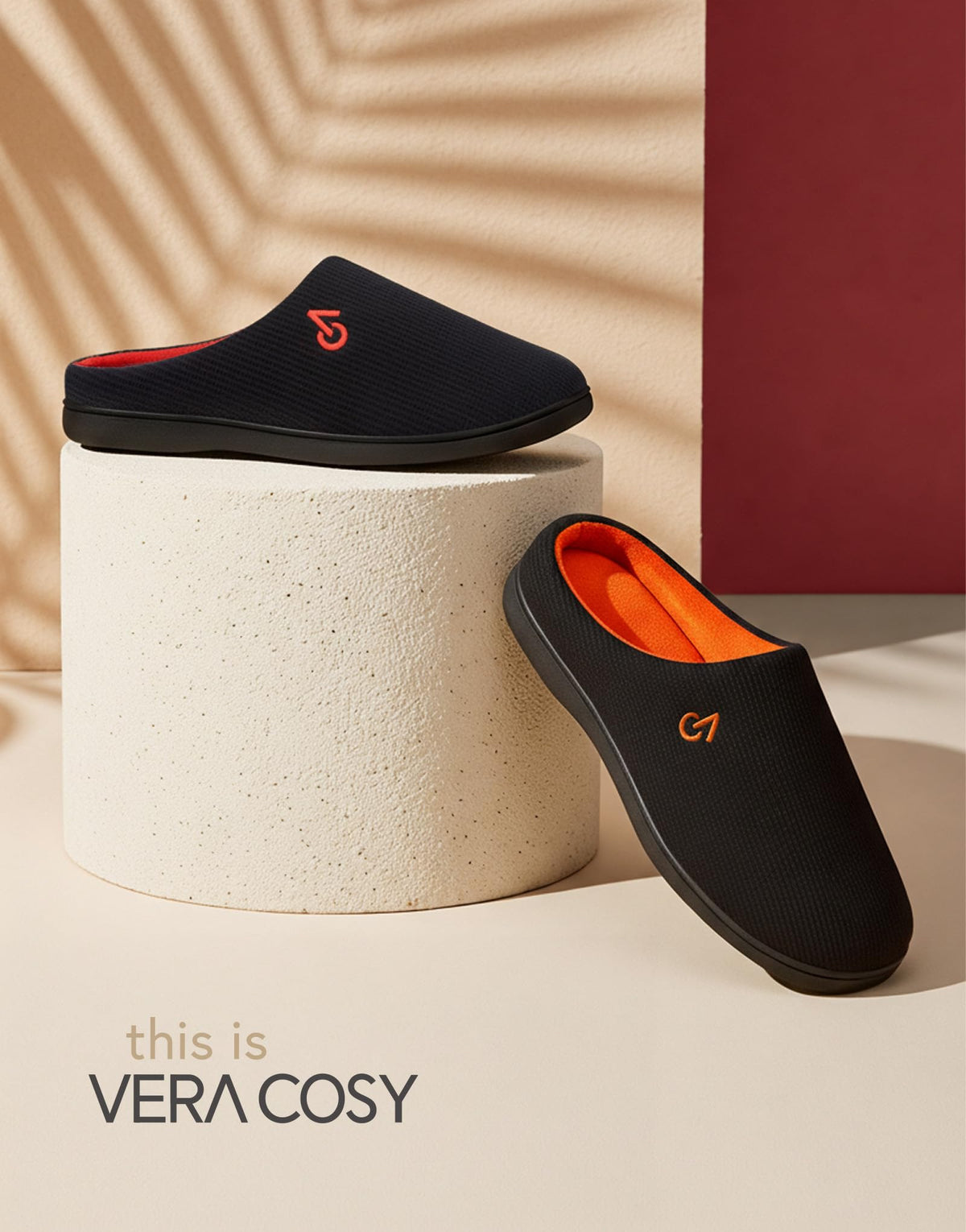 VeraCosy Men's Two-Tone Memory Foam Slippers