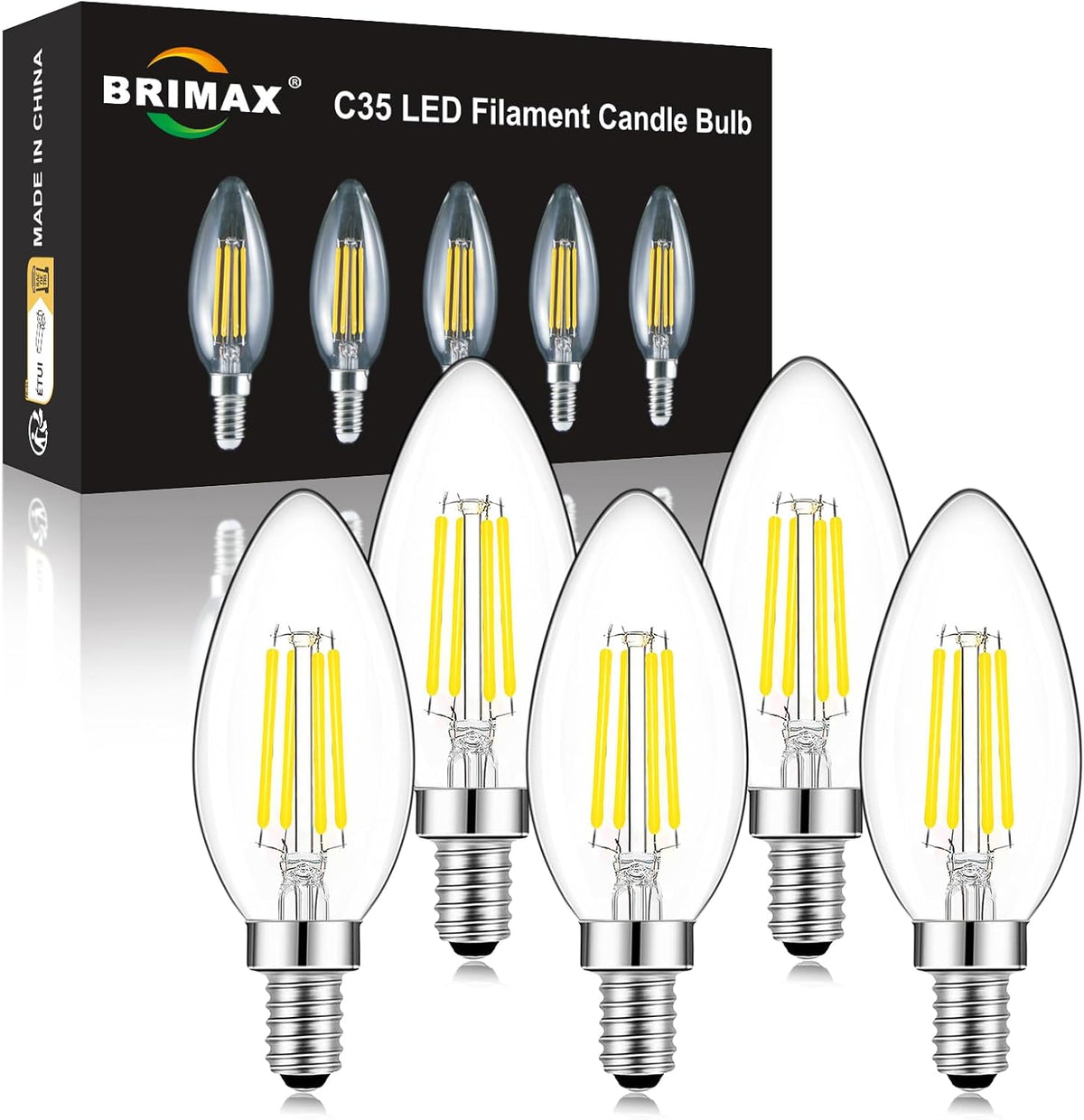 BRIMAX 5Pack E14 Bulb Cool White 5000K,Dimmable 4W Small Screw Light Bulb