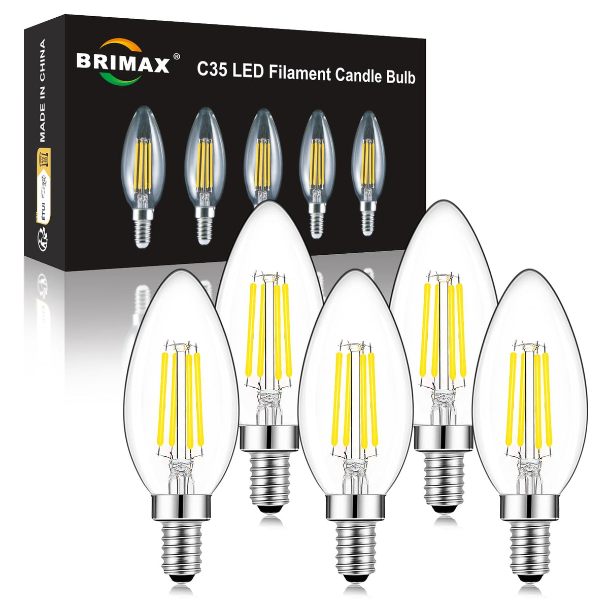 BRIMAX 5Pack E14 Bulb Cool White 5000K,Dimmable 4W Small Screw Light Bulb