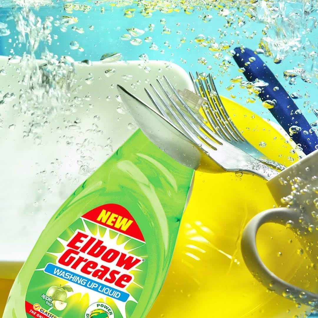 Elbow Grease Washing Up Liquid | Power Degreaser (Apple, 600ml)