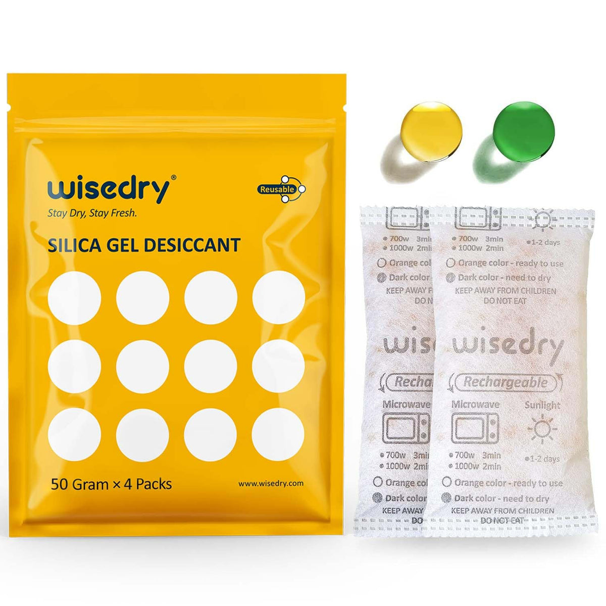 wisedry Silica Gel Sachets Bags 10 Gram x 30 Packs with Orange Beads Humidity Indicator Desiccant Packs Moisture Absorber for Air Dryer Moisture Removal, Food Grade