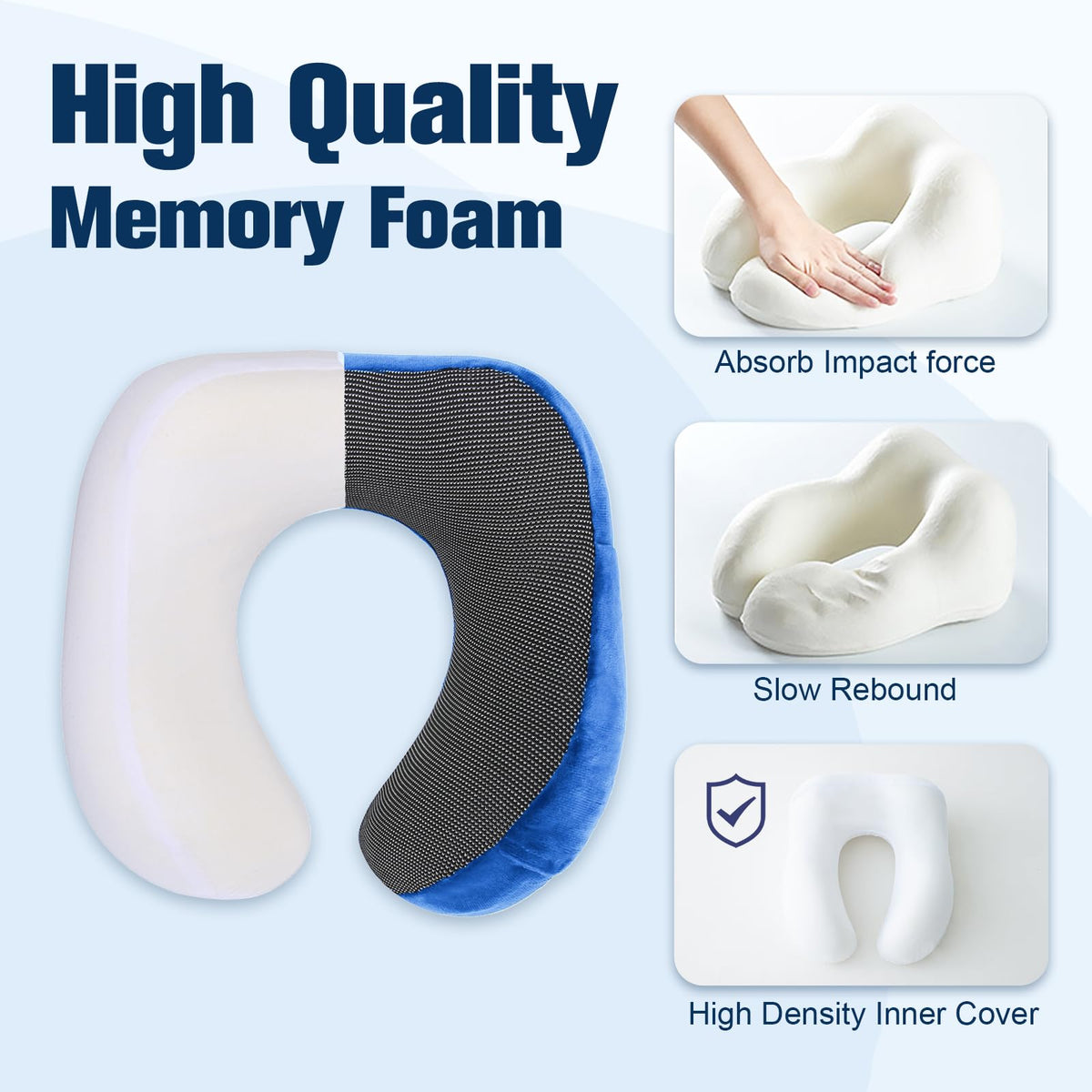 Cirorld Travel Pillow for Airplane, Neck Pillow for Travel, Memory Foam Travel Neck Pillow for Adults, Adjustable & Compact Flight Pillow, Ergonomic Neck Cushion, With Ear Plugs, Eye Mask, Carry Bag