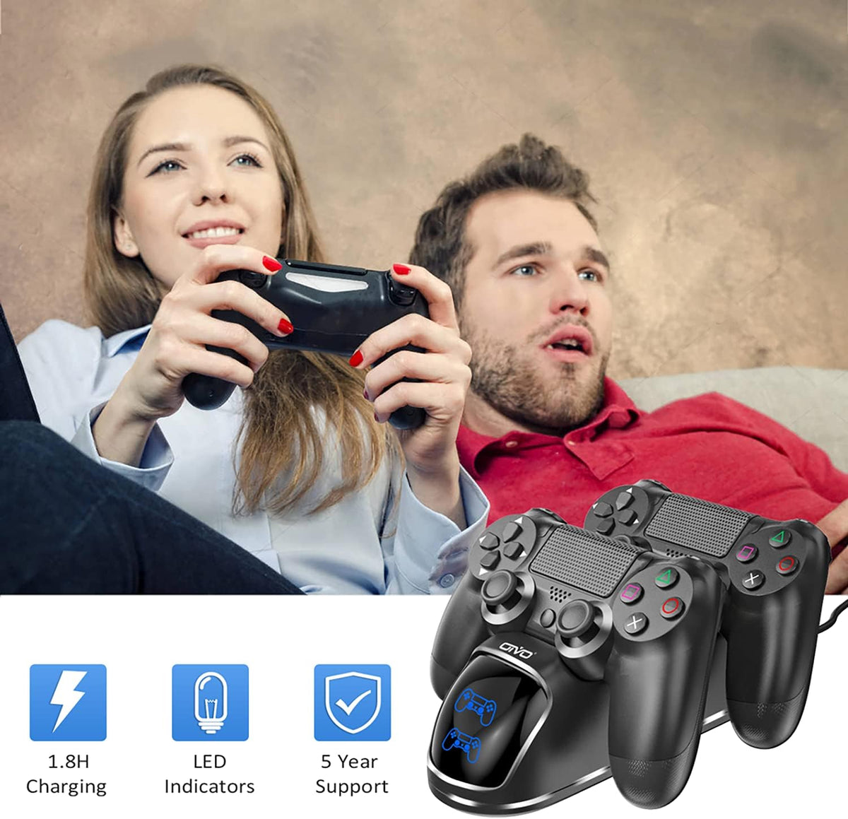 OIVO PS4 Controller Charger - PS 4 Controller Charging Station with Upgraded 1.8-Hours Charging Chip