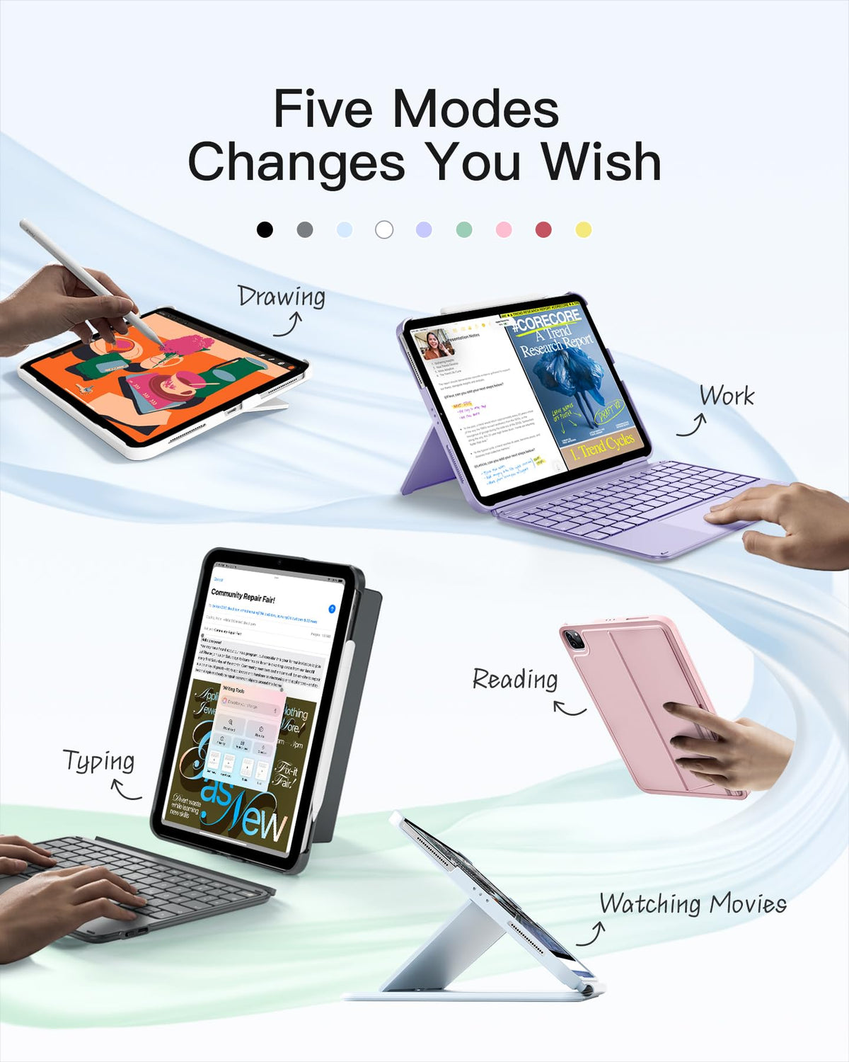 Inateck Keyboard Case with Tracked for iPad A16 11th Gen 11"/10th Gen 10.9"