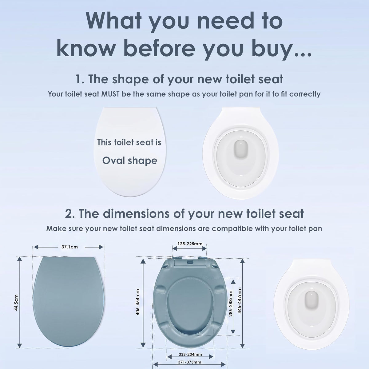 AQUALONA® Premium Thermoplastic Toilet Seat Soft Close Hardwearing Seat with Two Button Hinge Release D Shaped Easy to Clean Simple Installation Top and Bottom Fittings (White - D Shape)
