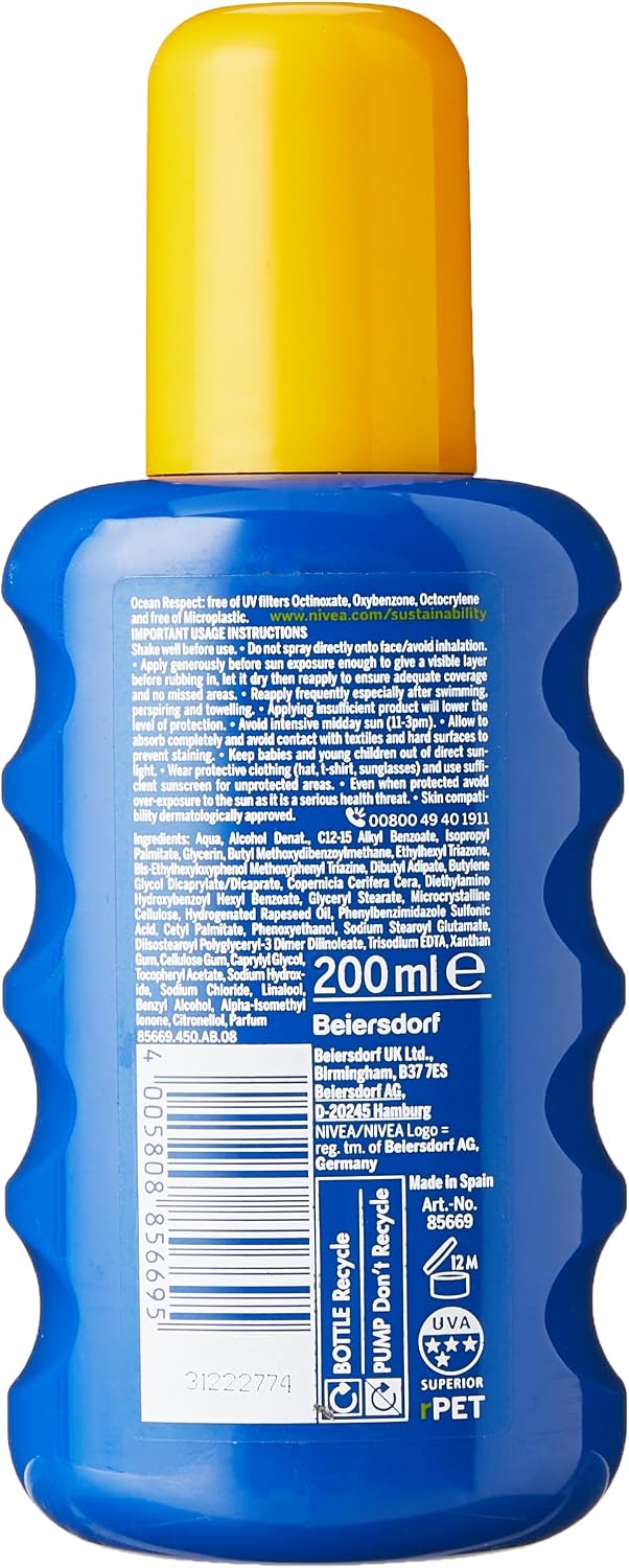 NIVEA SUN Protect & Moisture Sun Spray SPF 50+ (200ml), Moisturising Suncream Spray with SPF 50+, Advanced Sunscreen Providing Immediate, Effective UVA + UVB Protection (Pack of 2)