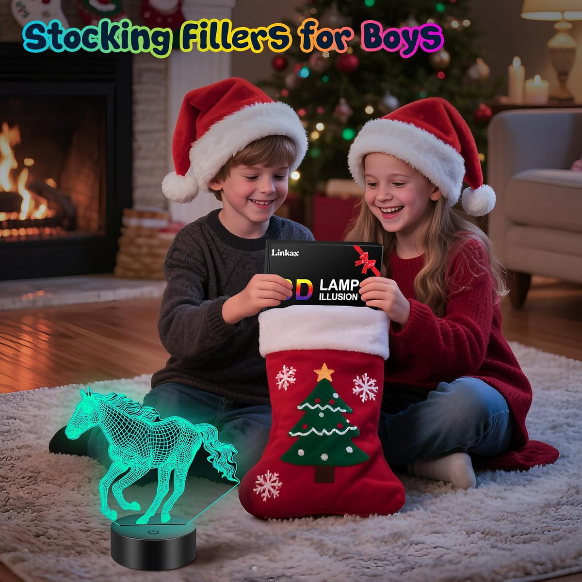 Linkax Horse Gifts for Boys, 3D Illusion Night Light for Girl Bedroom Decor