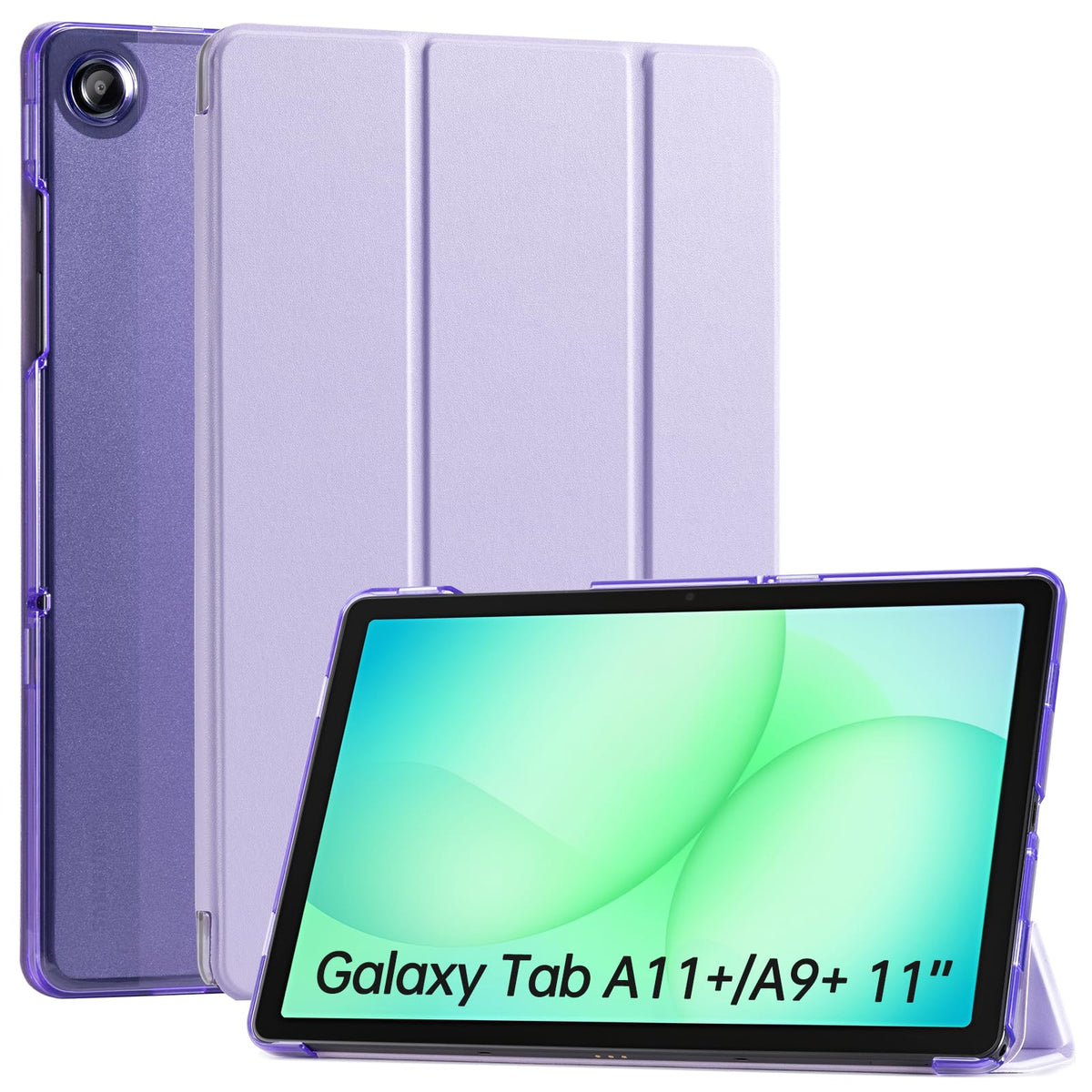 CoBak Case for Samsung Galaxy Tab A11+ Plus 11 Inch 2025/A9+ Plus 2023 - PU Leather Smart Cover with Auto Sleep/Wake for Tab A11+, Translucent Hard Shell, Multi-Viewing Angles, Green Pattern