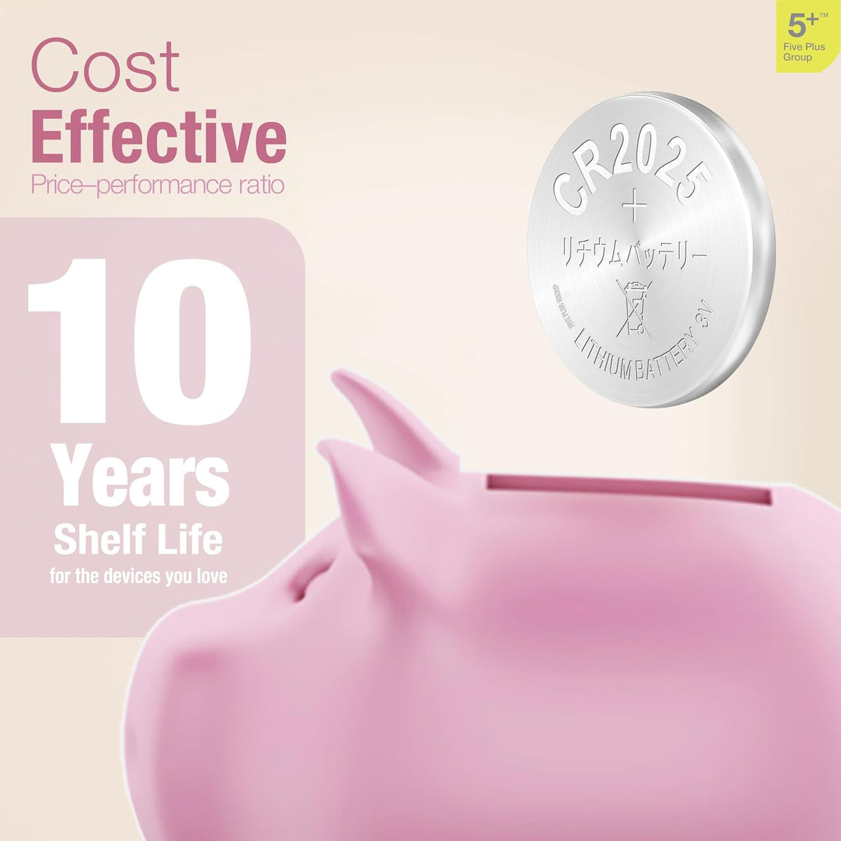 CR2025 DL2025 3V Lithium Coin Cell Batteries (5 Pack) – Long Lasting Button Battery for Car Key Fobs, Scales, Toys, LED Lights & Medical Devices