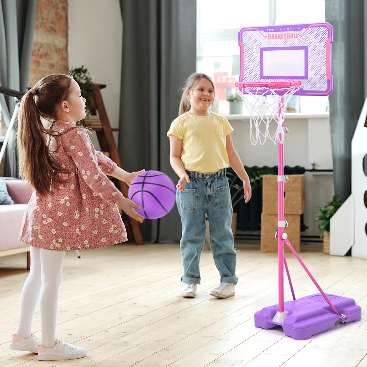 MELAND Kids Basketball Hoop Outdoor, 104-190cm Height Adjustable Stand with 3 Balls, Portable Indoor Outside Sports Toys, Birthday Gifts for 3-10 Year Old Boys Girls