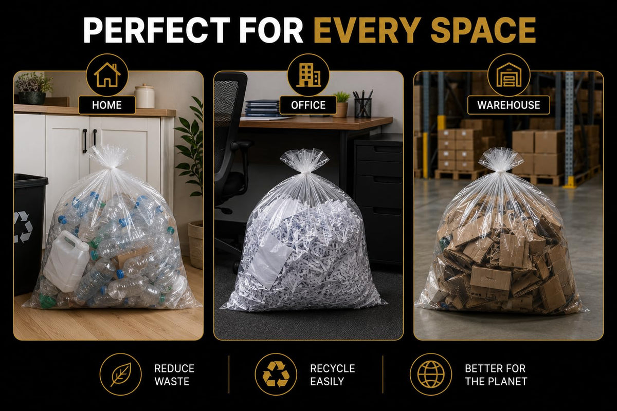 Haya Home 50L 50 Bin Bags Heavy Duty Bin Liners, Black Plastic Refuse Sacks large Garbage Waste Dustbin Bags for Kitchen Home Office DIY Garden from 100% Recycled Material