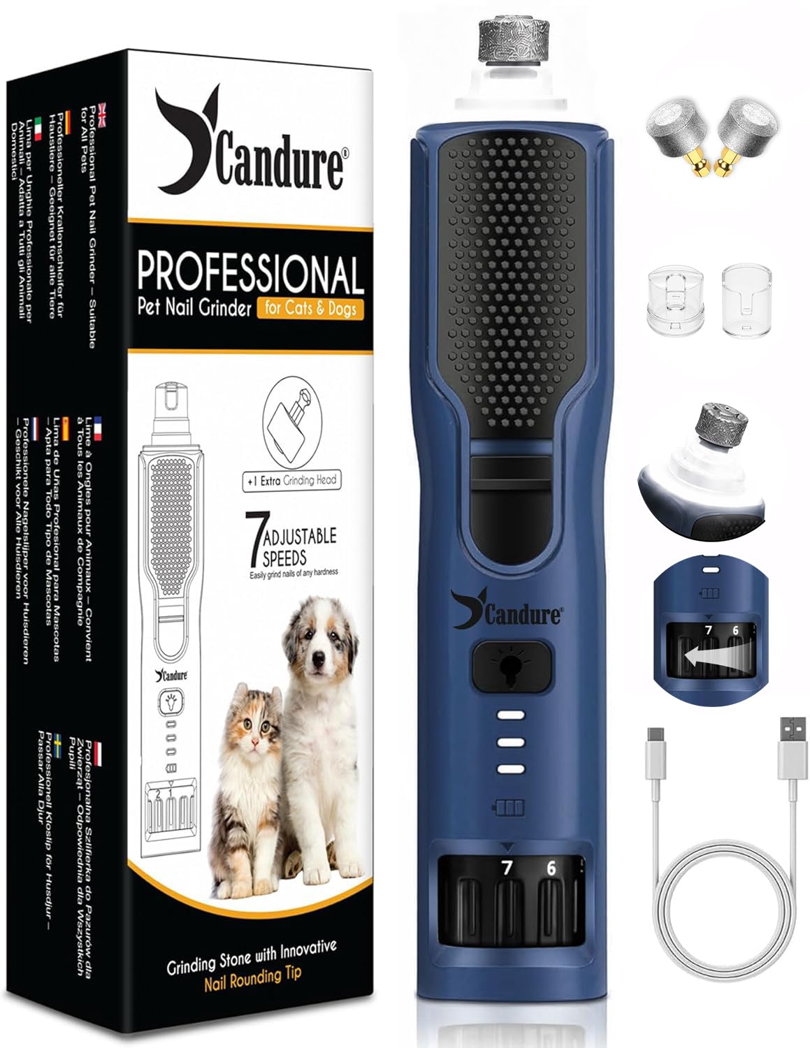 Candure Dog Nail Clippers for Large, Medium and Small Breed Professional Pet Nail Clipper Suitable for Cats, Rabbits and Guinea Pigs with Safety Lock (All Size Pets, Dark Blue)