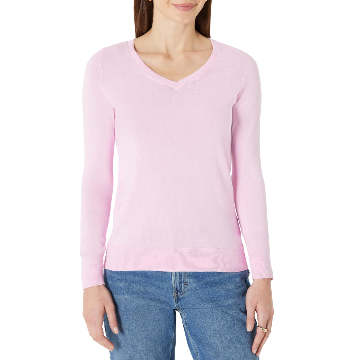 Amazon Essentials Women's Regular-Fit Lightweight Long-Sleeve V-Neck Jumper