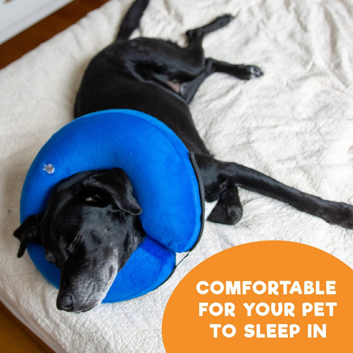 BENCMATE Protective Inflatable Collar for Dogs and Cats - Soft Pet Dog Cone Recovery Collar Does Not Block Vision E-Collar Blue-L