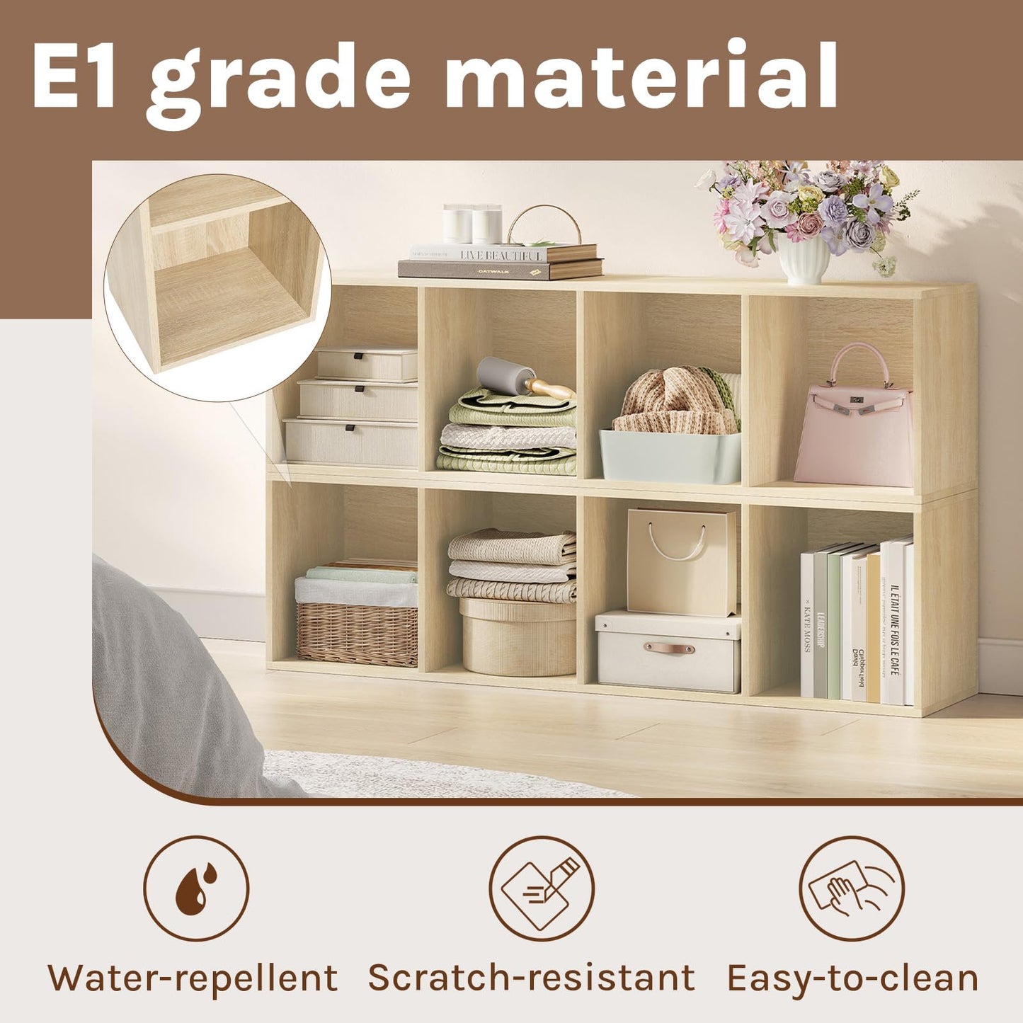 WOLTU Bookcase, White Book Shelf 6 Storage Cubes Unit, Tall Freestanding Bookcases for Living Room,Bedroom