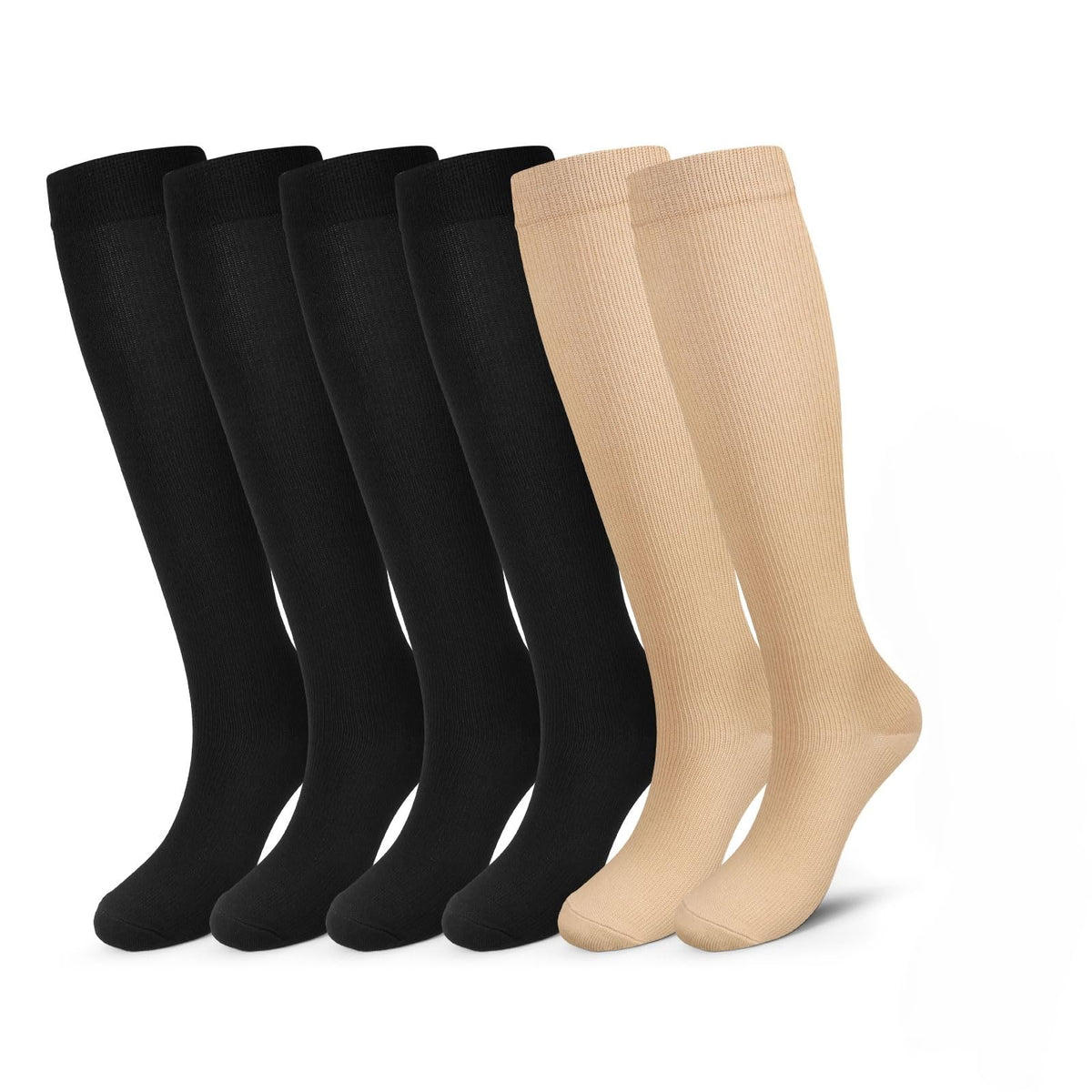 Compression Socks, (2/4/6/7 Pairs) for Men & Women 15-20 mmHg is Best for Athletics, Running, Flight Travel, Support