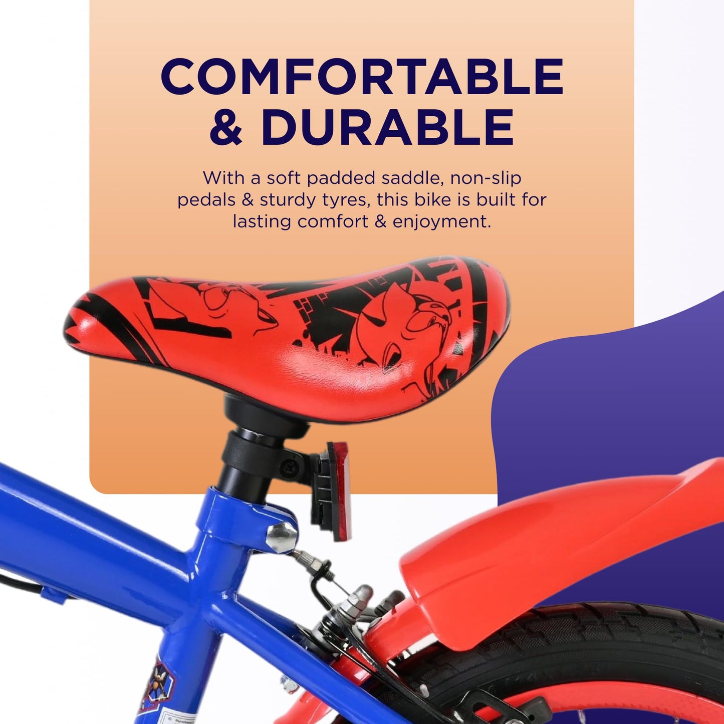 Volare Official Marvel Spider-Man Kids Bike 12" with Stabilisers — Ages 3-4