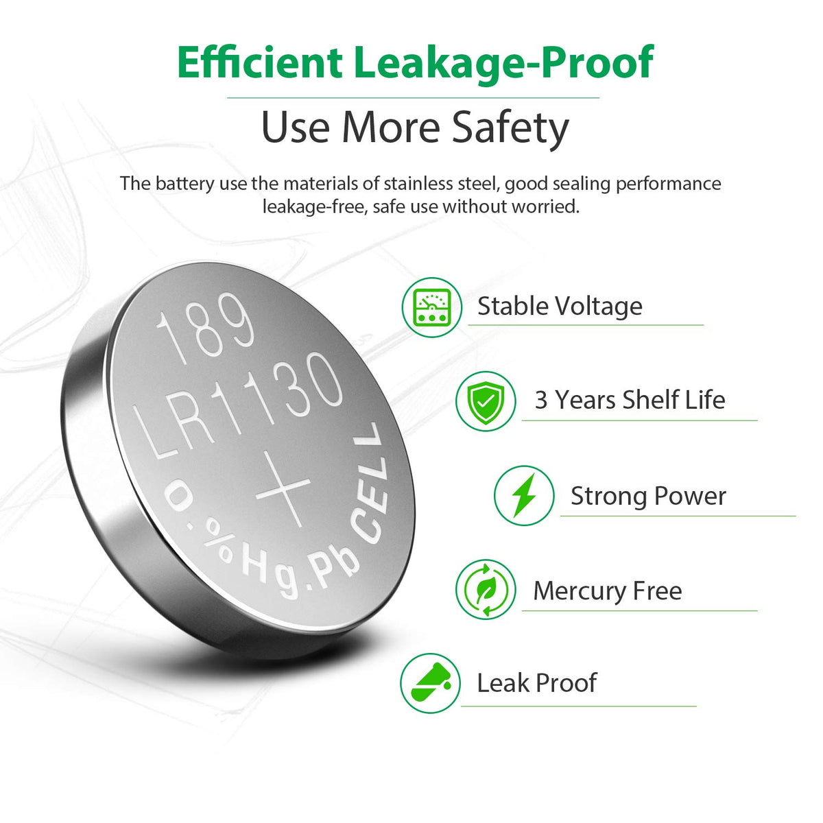 LiCB 10 PCS LR1130 AG10 SR1130 LR54 Battery 1.5V Button Coin Cell Batteries,Used in Many Small Electronics, Watch, Calculators, Toys