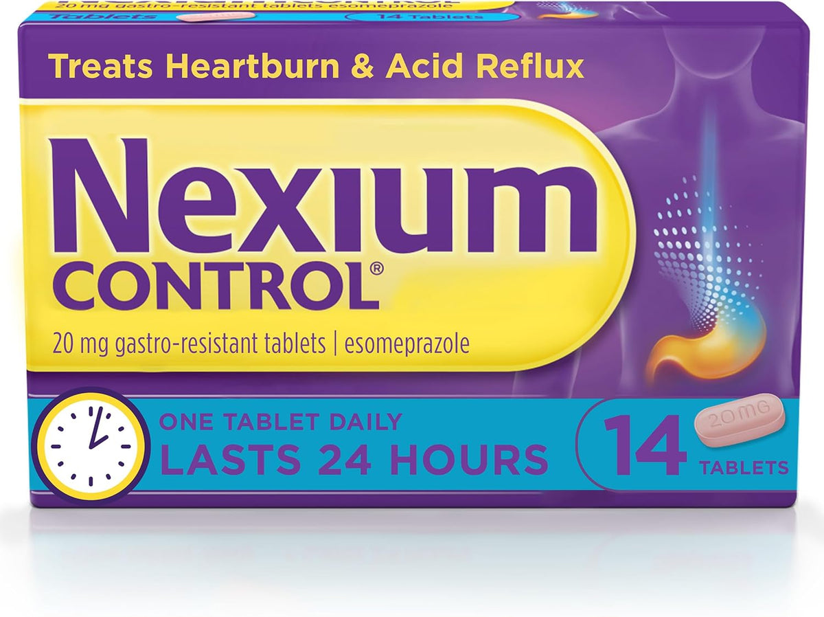 Nexium Control Heartburn Tablets, Esomeprazole 20 mg, 14 Count