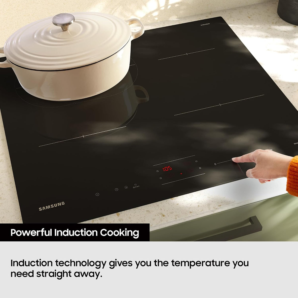 Samsung Ceramic Hob with 4 Cooking Zones, With Touch Control, Colour: Black, Material: Glass, C61R2AEE