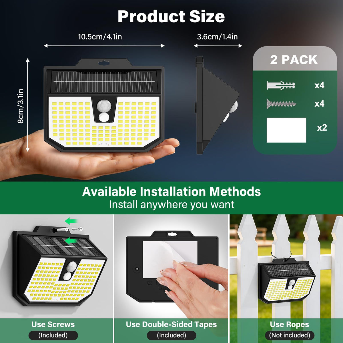 132LED Solar Security Lights,3000K Wall Lights IP65 Waterproof