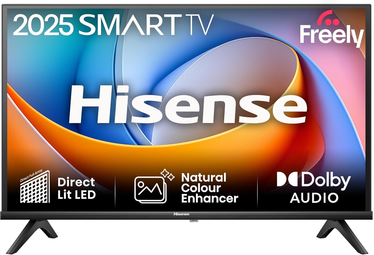 Hisense 40" 40A4QTUK FHD LED TV with Freely - Direct Lit LED, Dolby Audio, Natural Colour Enhancer, Games Mode, Sports Mode, Disney +, YouTube, Netflix