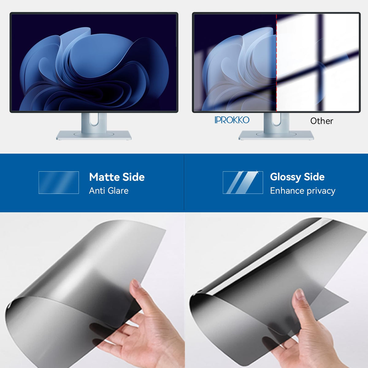 IPROKKO Laptop Privacy Screen 13.3 Inch 16:9 Anti-Blue Light Filter