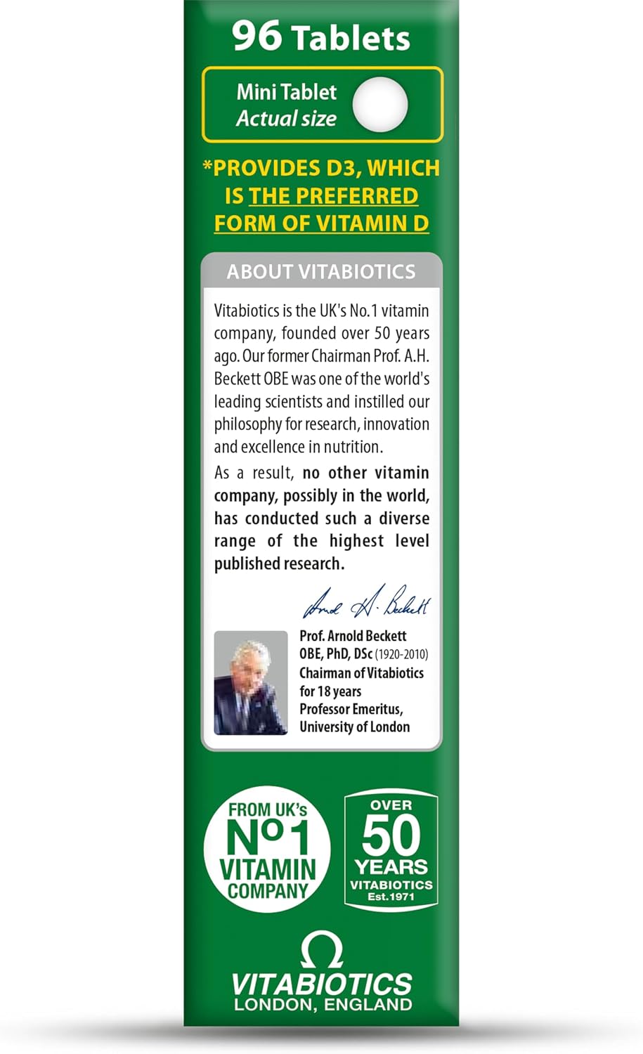 Vitabiotics Ultra Vitamin D3 1000IU, Vitamin D3 Tablets, 96 Tablets