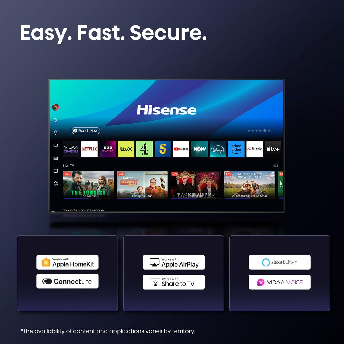 Hisense 50 Inch 50E6QTUK 4K Ultra HD Smart AI TV