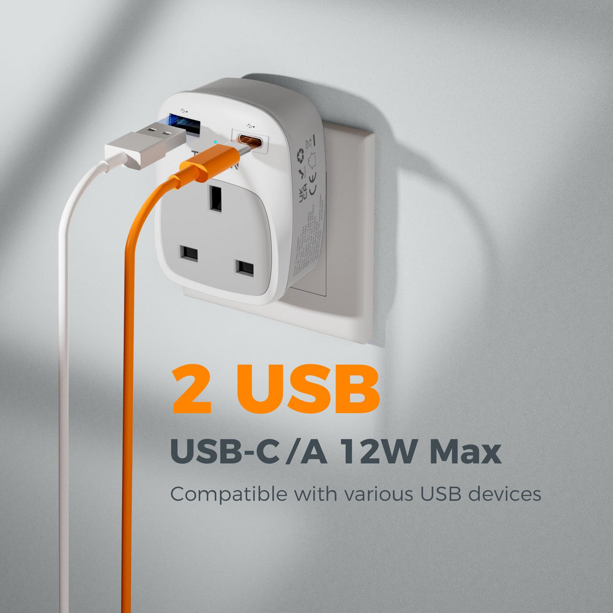 TESSAN UK to Australia Plug Adapter, Type I AU NZ Travel Adapter with USB C
