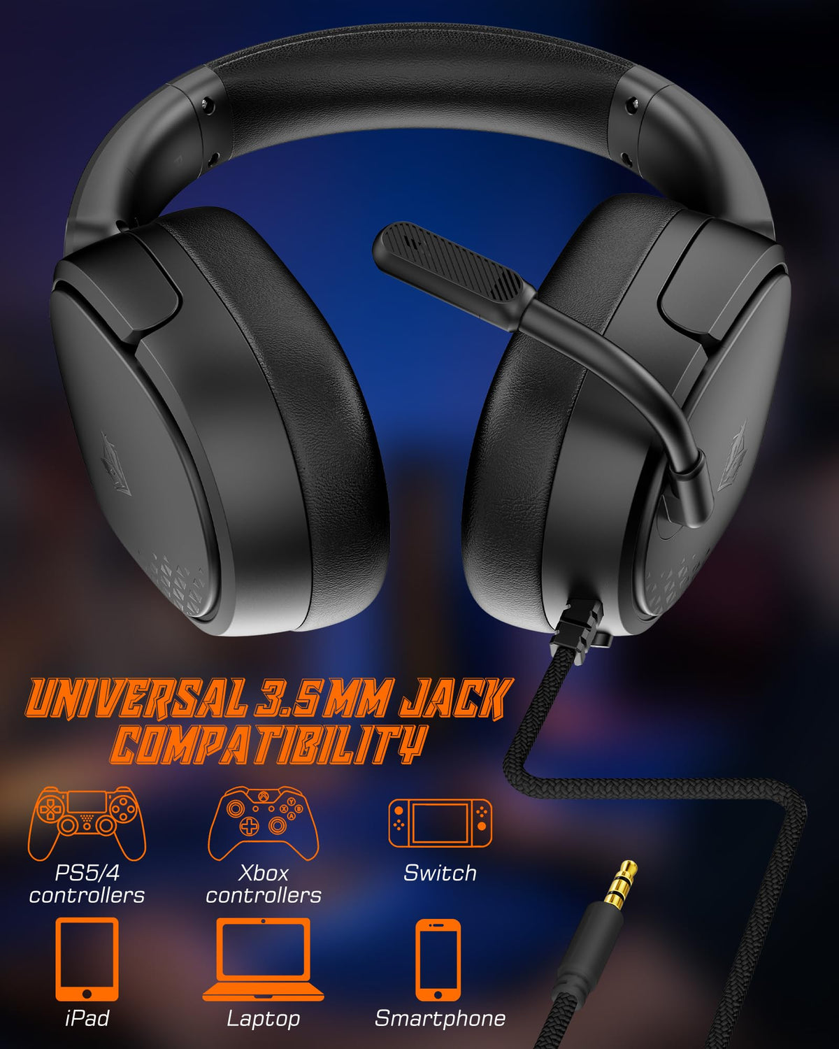 NUBWO HG04L Gaming Headset for PS5/PS4, Xbox Series X|S/Xbox One, Switch – 250g Lightweight, Clear Unidirectional Mic, Soft Memory Earmuffs, 3.5mm Jack for Gaming & Work