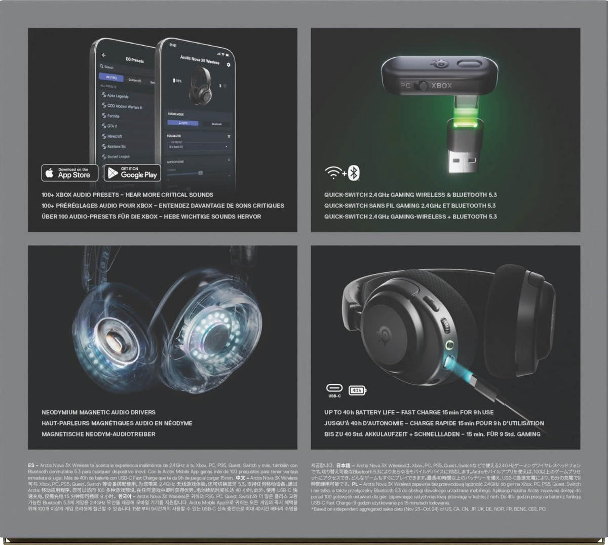 SteelSeries Arctis Nova 3X Wireless - Xbox Headset - Gaming Headset - Mobile App Control - 40 HR Battery with fast charging - Compatible with Xbox, PC, Switch and more - 2.4GHz/Bluetooth - Lavender