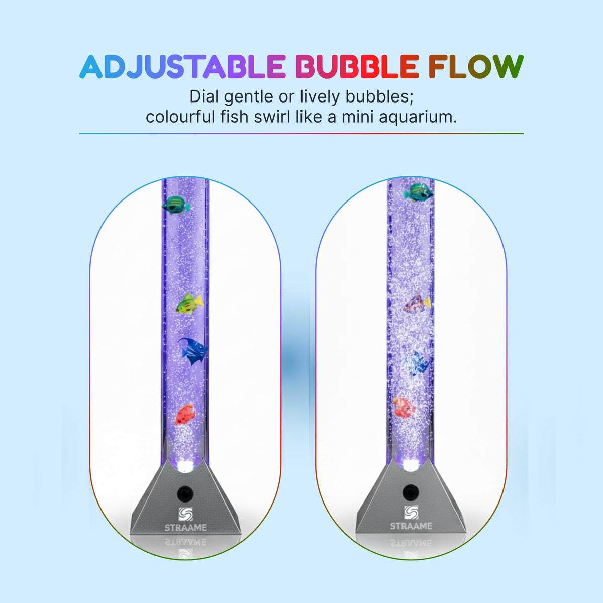 Straame 90cm LED Bubble Fish Lamp, Colour Changing Sensory Lamp, Black Base