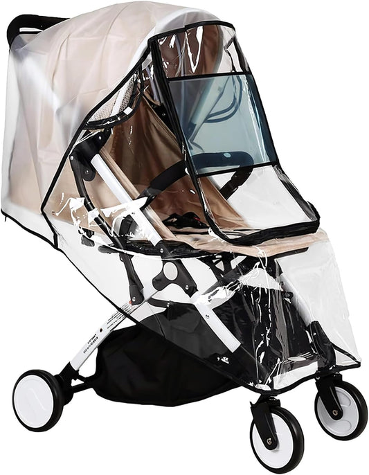 Universal Rain Cover for Pushchair,Waterproof Rain Cover for Pram,EVA Stroller Protector Cover Zipper Window Transparent Travel Weather Shield for Blocks Rain, Snow & Wind