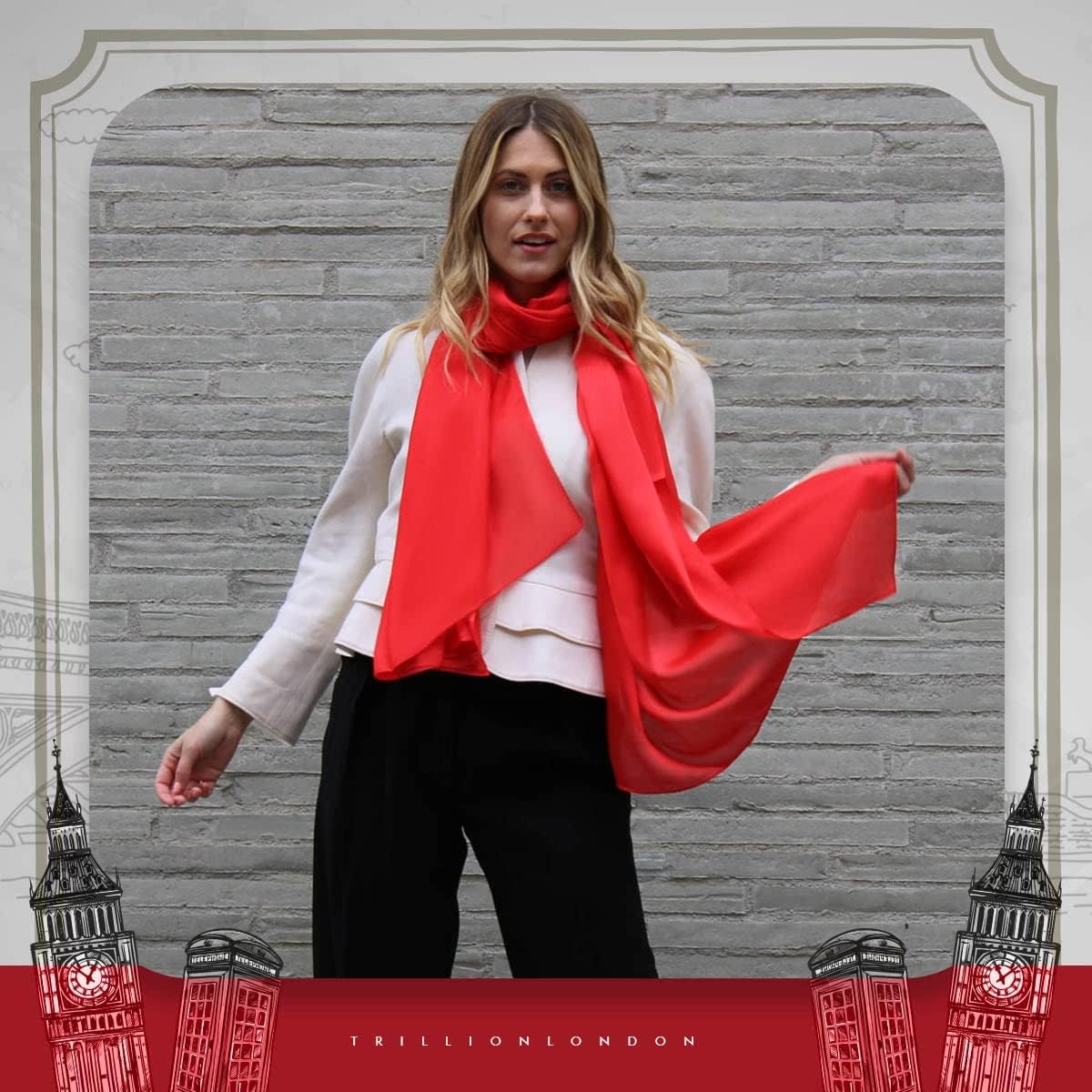 Trillion London® Silk Shawl Birthday Gifts for Women - Designer Silk Scarf