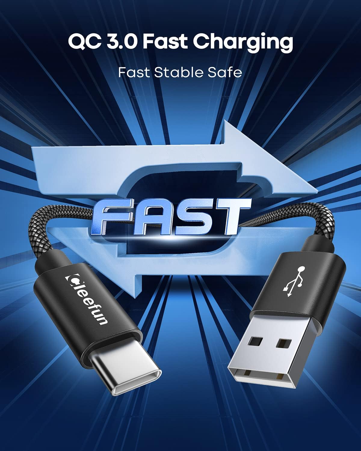 CLEEFUN 3M USB C Cable (2-Pack), Long PS5 Controller Charger Fast Charging