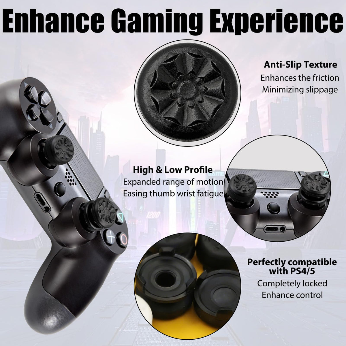 FPS White Thumb Grips for PS4 PS5 Controller Thumbsticks Thumb Stick
