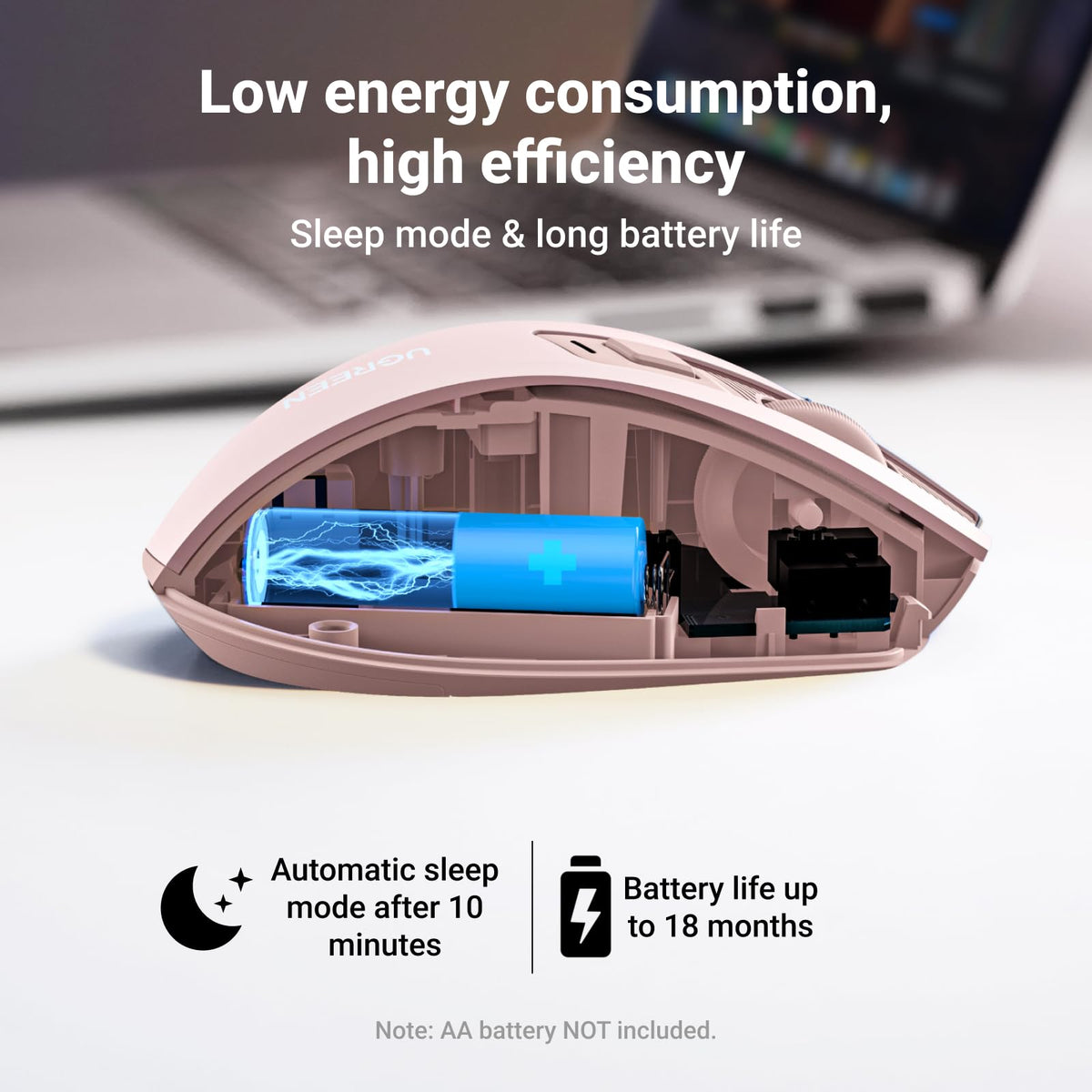 UGREEN Wireless Mouse, 40dB Silent Computer Mouse, Ultra-long Battery Life