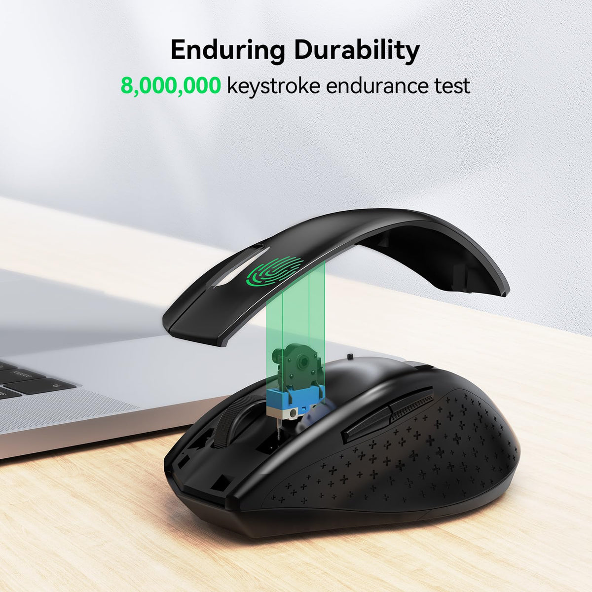 TECKNET Wireless Mouse for Laptop, 4800 DPI Optical Computer Mice with 6 Adjustable Levels, 30 Months Long Battery Life 2.4G Cordless USB Silent Mouse for Notebook, PC, Office Home Work -Grey