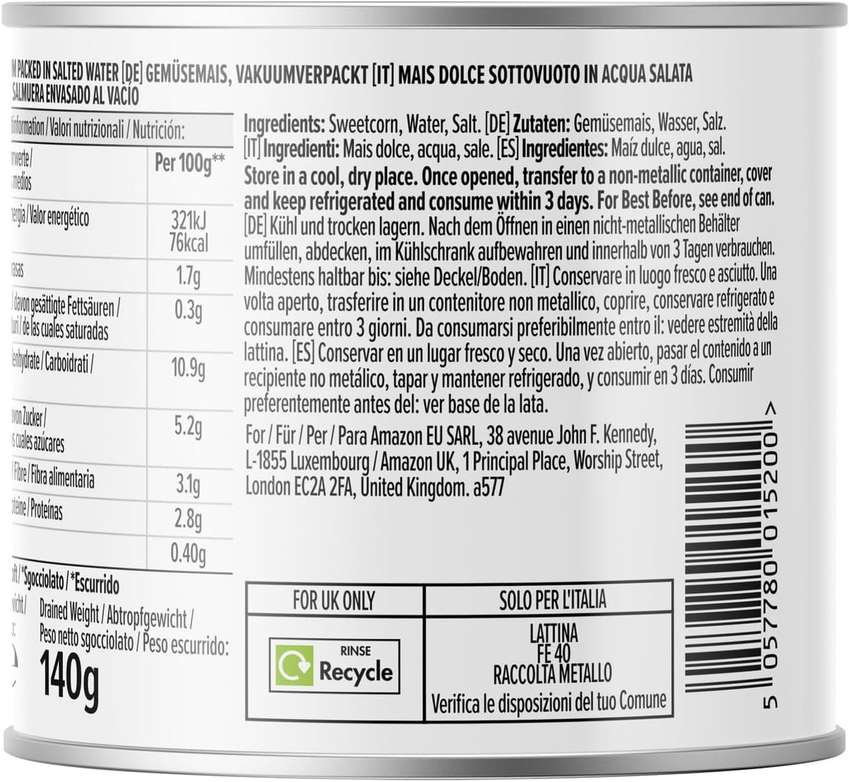 by Amazon Sweet Corn, 3x160g