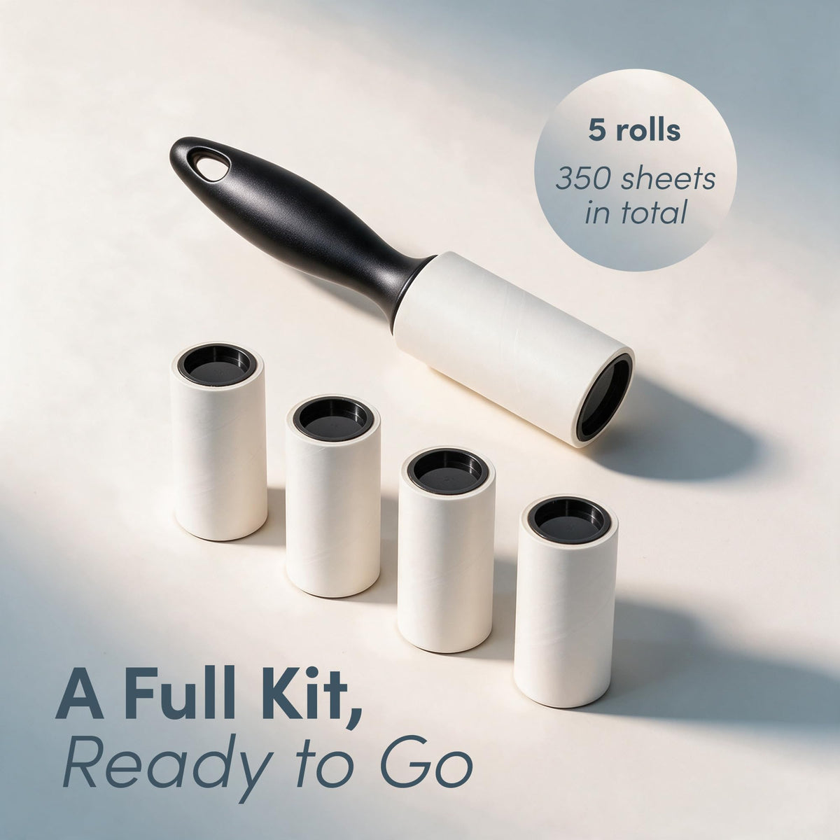 KEPLIN Lint Roller, Pet Hair Remover, 5 Sticky Refill Heads, 300 Sheets