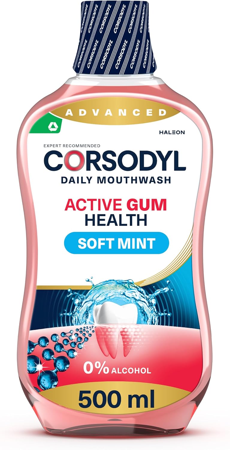 Corsodyl Daily Active Gum Health Fluoride Mouthwash Soft Mint 500 ml