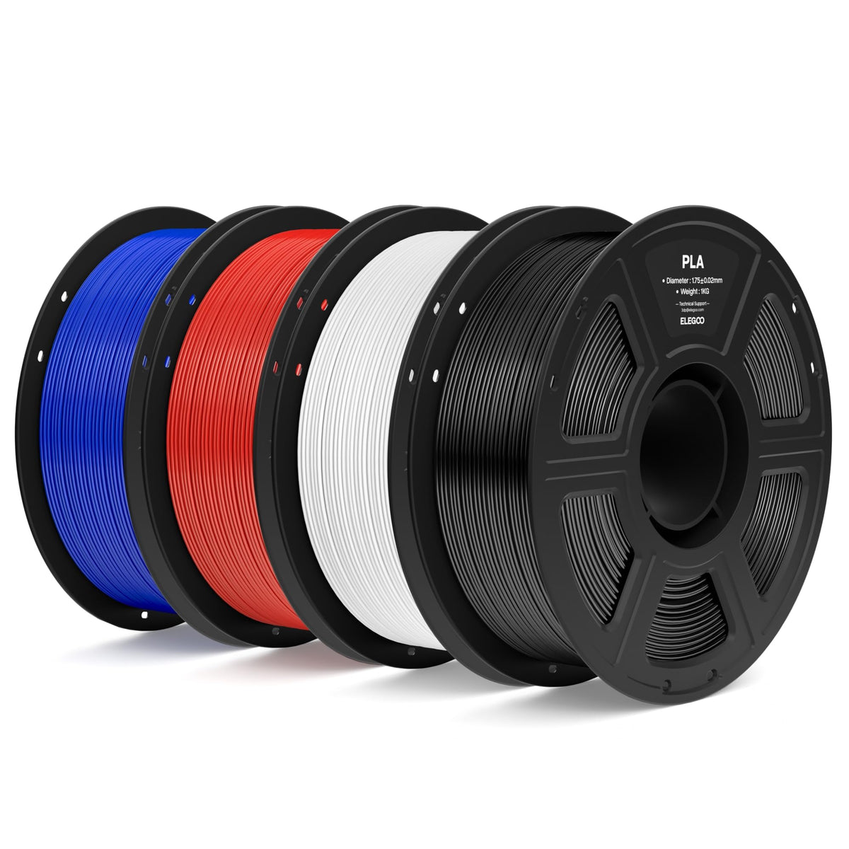 ELEGOO PLA 3D Printer Filament 1.75mm Black 1KG, Easy to Use, Durable