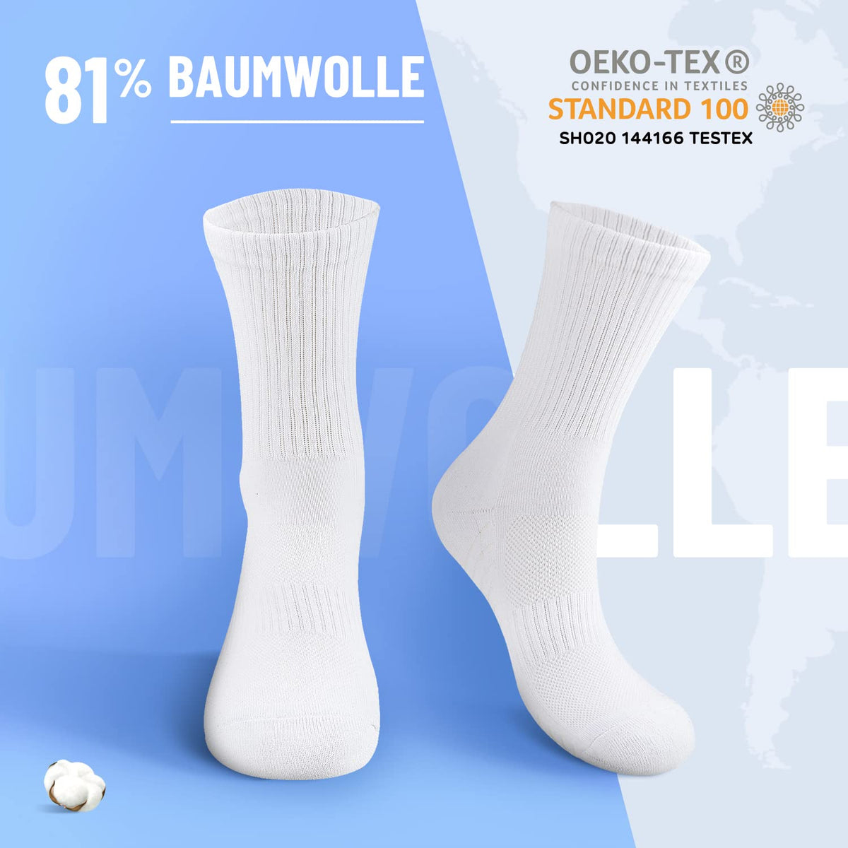 6/12 Pairs Cushioned Sports Socks for Men Women Cotton Crew Socks