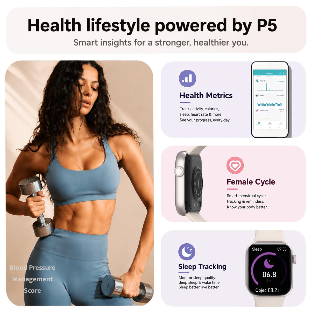 Smart Watch for Men Women Answer/Make Call, 1.85" Smartwatch, Fitness Watch with Heart Rate Blood Pressure Sleep Monitor,IP68 Waterproof Step Counter Watch Compatible Android IOS Black