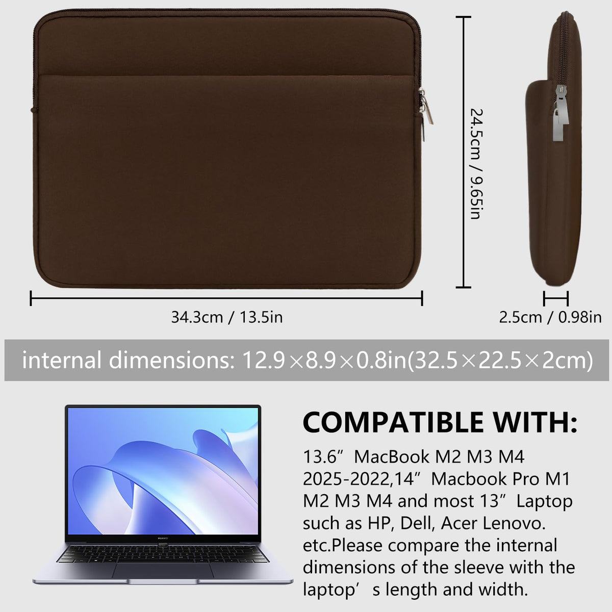 Laptop Case Compatible with 15 to 16 Inch MacBook HP Acer Asus Notebook with Zip Accessory Bag Padded Laptop Sleeve Case Protective for 15 to 16 Inch Laptop