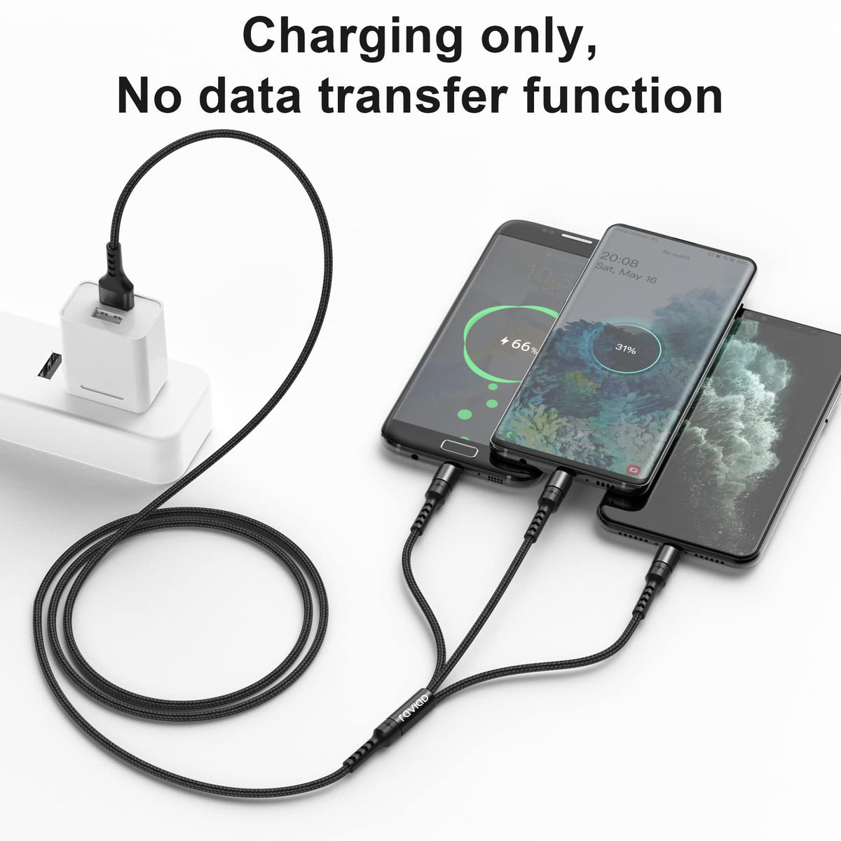 RAVIAD Multi Charger Cable 3 Packs 1.2M 3 in 1 Charging Cable Nylon Braided